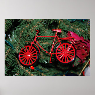 Fahrradschmuck auf einem Weihnachtsbaum Poster