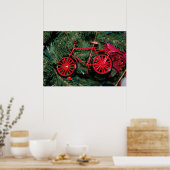 Fahrradschmuck auf einem Weihnachtsbaum Poster (Küche)