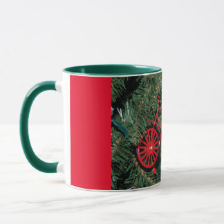 Fahrradschmuck auf einem Weihnachtsbaum Tasse
