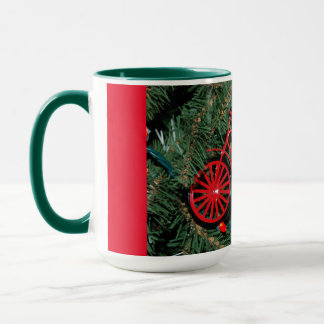 Fahrradschmuck auf einem Weihnachtsbaum Tasse