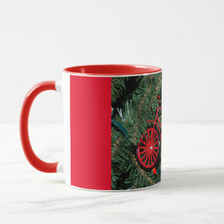 Fahrradschmuck auf einem Weihnachtsbaum Tasse