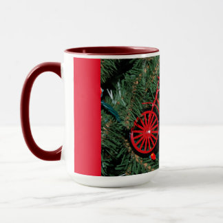 Fahrradschmuck auf einem Weihnachtsbaum Tasse