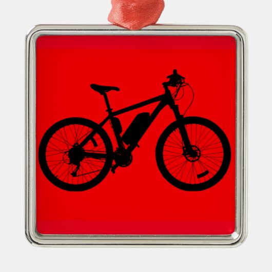 FahrradSilhouette Silbernes Ornament (Vorne)