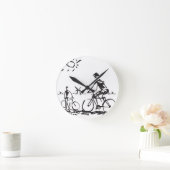 Fahrradskizze Runde Wanduhr (Zuhause)