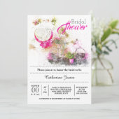 Fahrradsommerfranzösisches Blumenhut-Brautparty Einladung (Stehend Vorderseite)