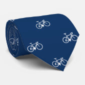 Fahrradsymbole Blau Navy Krawatte (Gerollt)