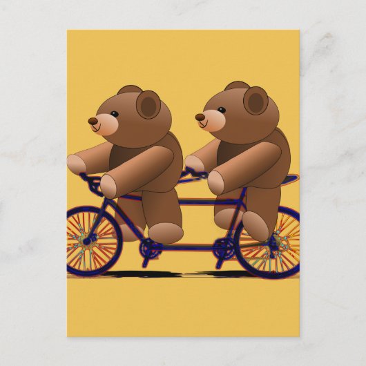 Fahrradtandem, Teddy Bären drucken Postkarte (Vorderseite)