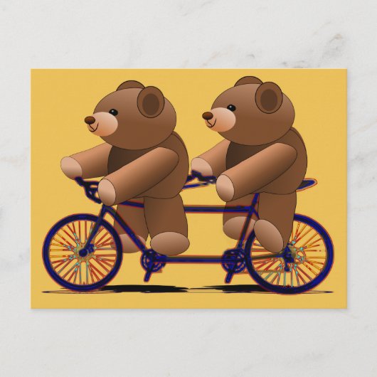 Fahrradtandem, Teddy Bären drucken Postkarte (Vorderseite)