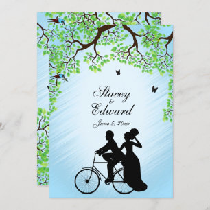 Fahrradthema Hochzeit Einladung Blau