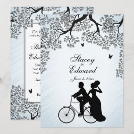Fahrradthema Hochzeit Einladung Blue Sky