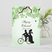 Fahrradthema Hochzeit Einladung Minte (Stehend Vorderseite)