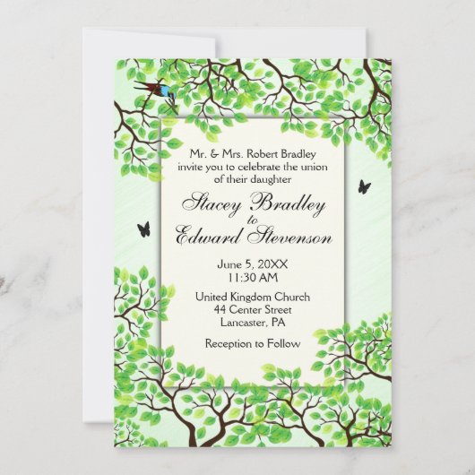 Fahrradthema Hochzeit Einladung Minte (Rückseite)