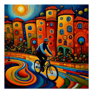 Fahrradtour bei Sonnenuntergang 5 Poster