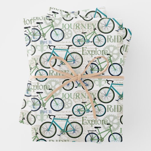 Fahrradtour Blau und Weiß Geschenkpapier Set (Beispiel)