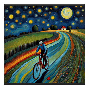 Fahrradtour in der Sternennacht 3 Poster