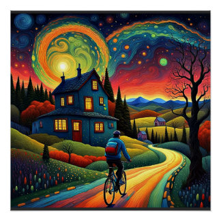 Fahrradtour in der Sternennacht 5 Poster