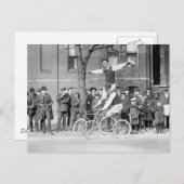Fahrradtrick Riding, 1920er Postkarte (Vorne/Hinten)