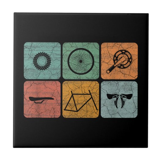 Fahrradverleih Vintage Fahrradteile Fahrradgeschen Fliese (Vorderseite)