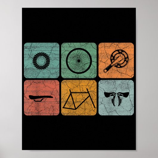 Fahrradverleih Vintage Fahrradteile Fahrradgeschen Poster (Vorne)