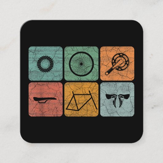 Fahrradverleih Vintage Fahrradteile Fahrradgeschen Quadratische Visitenkarte (Vorderseite)