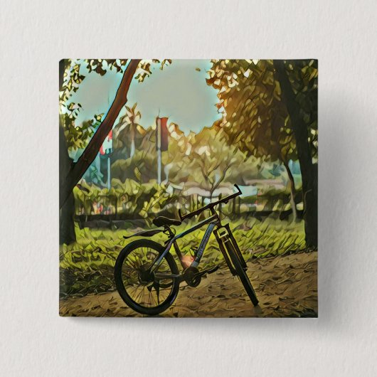 Fahrradverleihgift | Cycling Painting Button (Vorderseite)