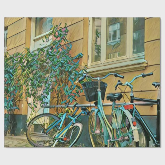 Fahrradverleihgift | Cycling Painting Geschenkpapier (Flach)