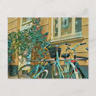 Fahrradverleihgift   Cycling Painting Postkarte