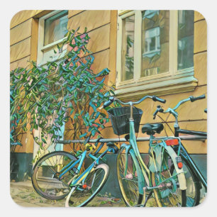 Fahrradverleihgift Cycling Painting Quadratischer Aufkleber