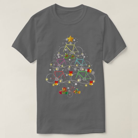 Fahrradweihnachtliche Lichter Tree Dekoration Weih T-Shirt (Design vorne)