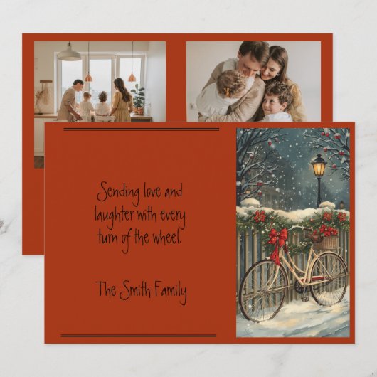 Fahrradweihnachtskarte Feiertagskarte (Vorne/Hinten)