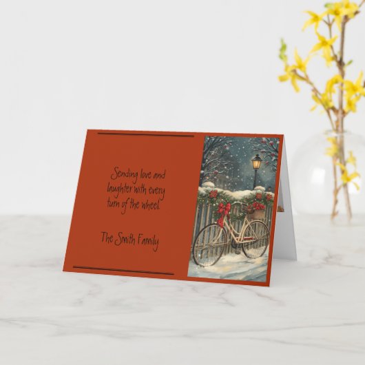 Fahrradweihnachtskarte Karte (Gelbe Blume)