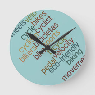 Fahrradwolke Runde Wanduhr