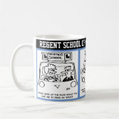 Fahrschule. 3 Cartoon der Fahrschule. Kaffeetasse (Links)
