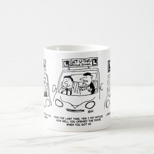 Fahrschule. 3 Cartoon der Fahrschule. Kaffeetasse (Mittel)