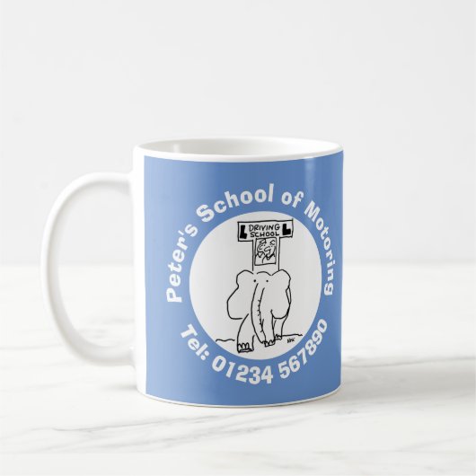 Fahrschule Cartoon mit Elephant. Kaffeetasse (Links)