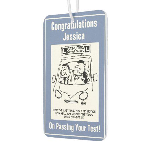 Fahrschule. Prüfer festgestellte Türeinfahrt Autolufterfrischer (Links)