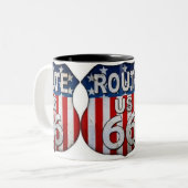 ***FAHRT 66 TASSE*** LEGENDÄRE HIGHWAY ZWEIFARBIGE TASSE (Vorderseite Links)