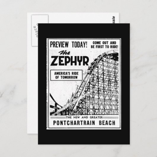 Fahrt am Pontchartrain Beach, Zephyr Postkarte (Vorne/Hinten)