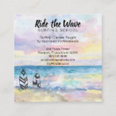 *~* Fahrt die Wellen-Strand-Ozean-surfende Schule Quadratische Visitenkarte (Rückseite)