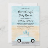 Fahrt durch blaue Babydusche Einladung (Vorderseite)