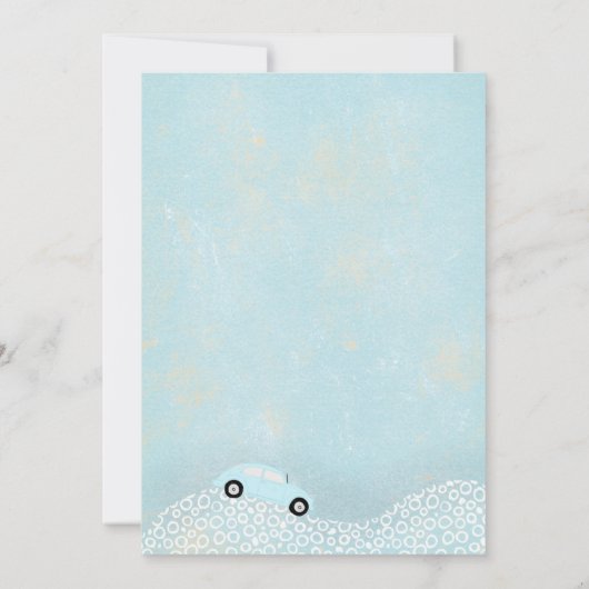 Fahrt durch blaue Babydusche Einladung (Rückseite)