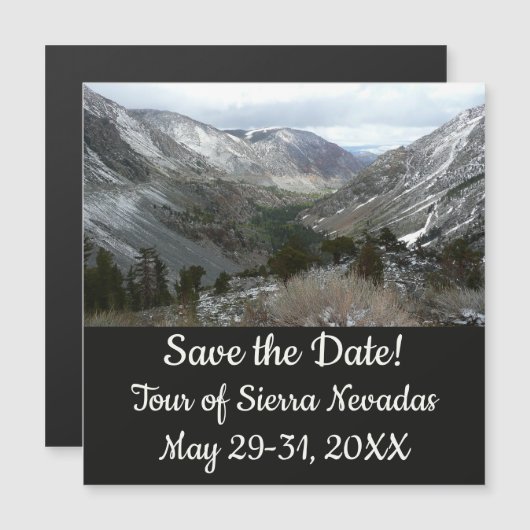 Fahrt durch die schneebedeckten Berge der Sierra N Magnetkarte (Vorne/Hinten)