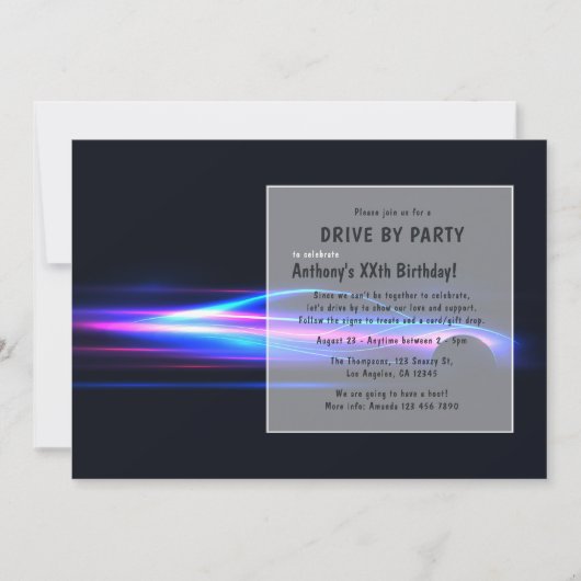 Fahrt durch Geburtstagsparty Einladung (Vorderseite)