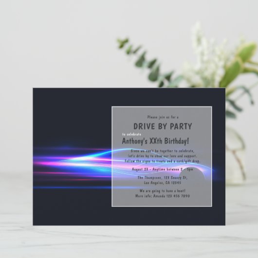 Fahrt durch Geburtstagsparty Einladung (Stehend Vorderseite)