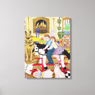 Fahrt-ein-Hahn-Pferd Leinwanddruck