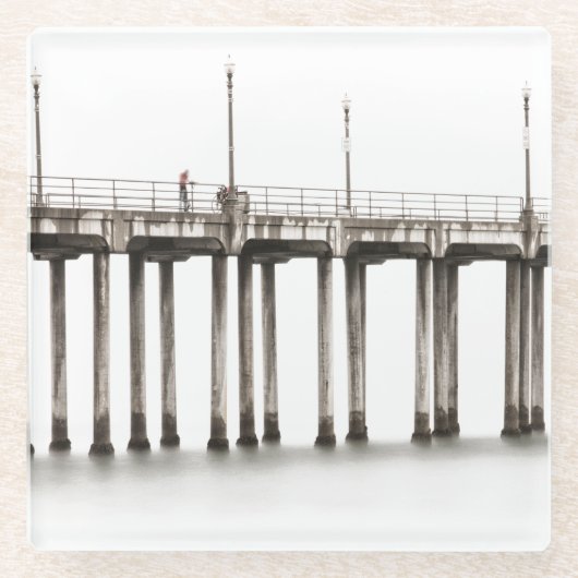 Fahrt entlang des Huntington Beach Pier Glasuntersetzer (Vorderseite)