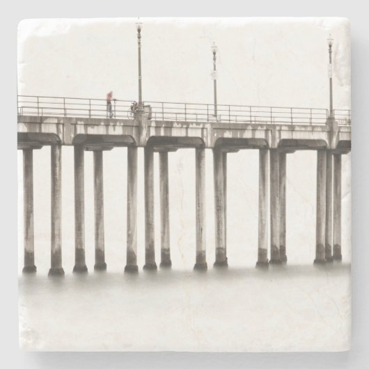 Fahrt entlang des Huntington Beach Pier Steinuntersetzer (Vorderseite)