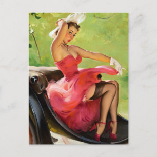 Fahrt im Park Pin Up Postkarte