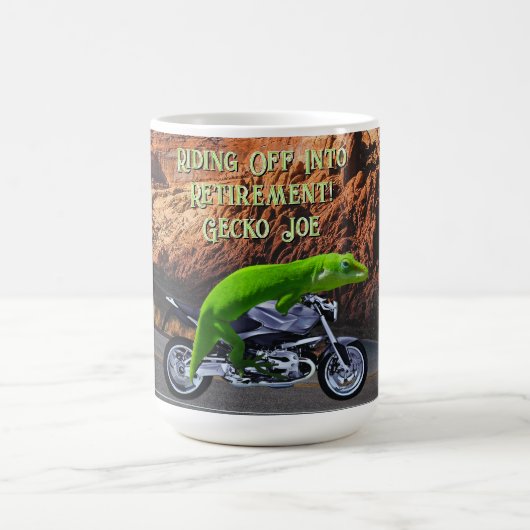 Fahrt in das retirement Custom Gecko Motorrad Kaffeetasse (Mittel)
