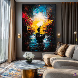 Fahrt ins Licht - Abstrakter Fluss Expressionist Poster